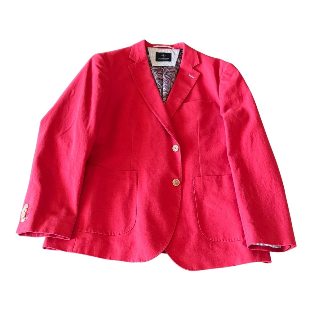 TailorByrd Men's Blazer 44L Red Cotton Sport Coat Suit Jacket Pocket